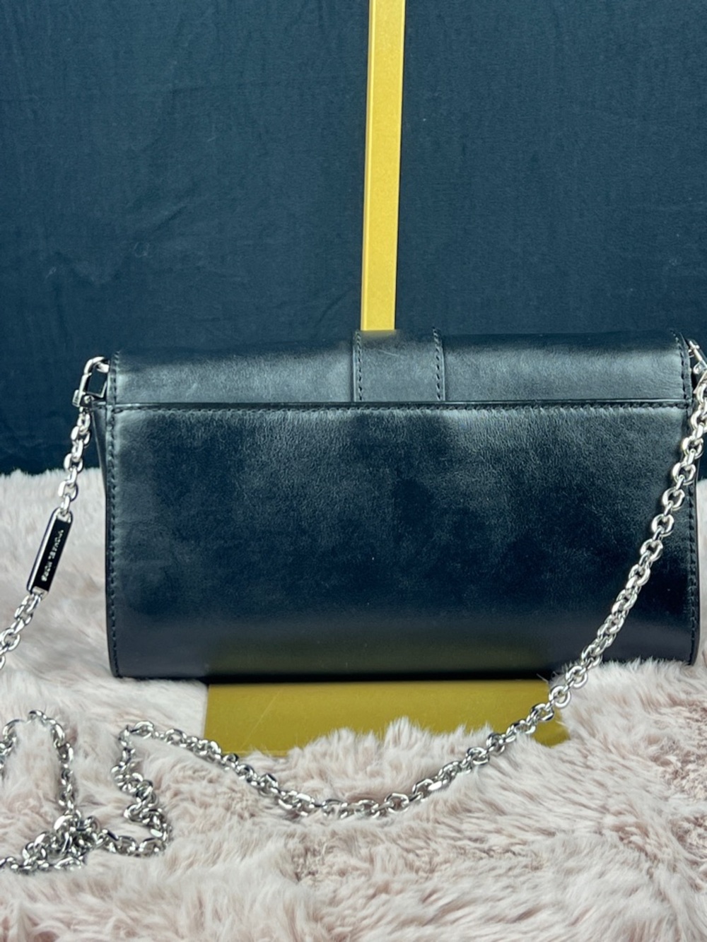 Michael Kors Penelope Medium Leather Clutch Black Crystal Buckle EUC - Picture 3 of 11